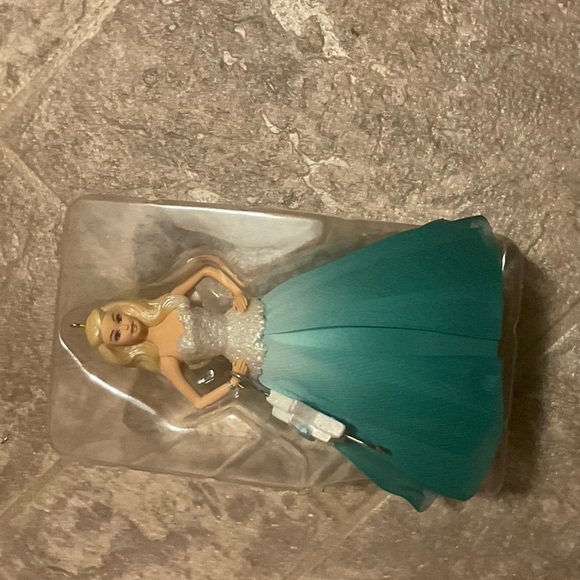 Hallmark Keepsake Barbie Ornament with Teal and White Gown - Picture 2 of 6